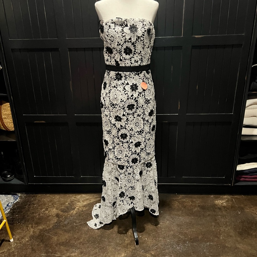 Chi Chi London Black and White Lace Dress
